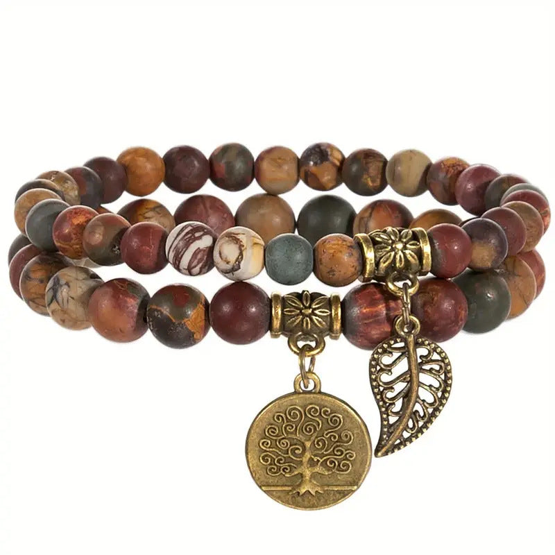 Wholesale Tree of Life Leaf Agate Bracelets